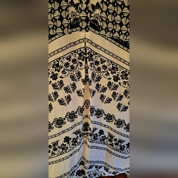 Ladies Fig and Flower Floral 3/4 Button Tunic Top Pullover Size Deep Side Slit M - Picture 5 of 11